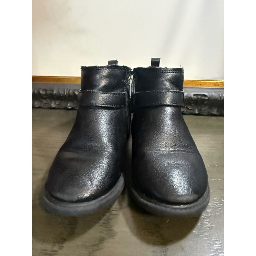 Carter's Black Faux Leather Buckle Ankle Boots Kids Size 9 Zip Up‎